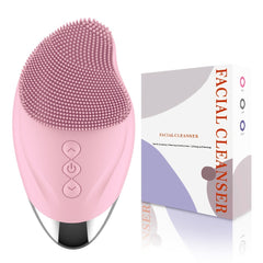 Rechargeable Silicone Facial Brush with Heating Massage - Gentle Exfoliation & Deep Cleansing, USB Charging, Pink Purple Gray