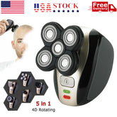 5-in-1 4D Rotating Electric Shaver Rechargeable Bald Shaver Beard Trimmer
