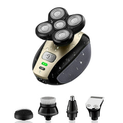 5-in-1 4D Rotating Electric Shaver Rechargeable Bald Shaver Beard Trimmer