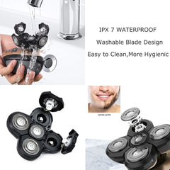 5-in-1 4D Rotating Electric Shaver Rechargeable Bald Shaver Beard Trimmer