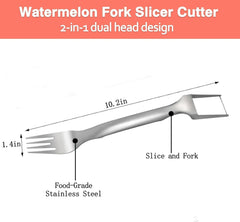 2-in-1 Stainless Steel Watermelon Cutter, Dual Head Slicer & Fork (2Pcs)