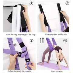 Aerial Yoga Hammock: Woman's Leg Stretches, Splits, Swings, and Inversions with Coach