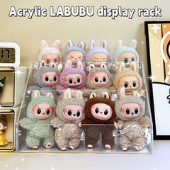 LABUBU Acrylic Display Case - Adjustable Transparent Organizer for Plush Doll Collection