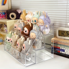 LABUBU Acrylic Display Case - Adjustable Transparent Organizer for Plush Doll Collection