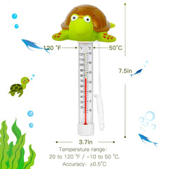 Large Floating Pool Thermometer - Easy Read w/String for Swimming Pools, Spas, Hot Tubs, Ponds (Turtle)