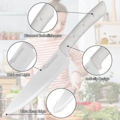 6PC Chef Knife Set with Acrylic Stand & Non-slip Block, Colorful Coating, Gift for Women