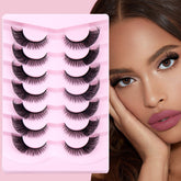7 Pairs Slanted Fox-Eye False Lashes: Natural-Looking, Thick & Curly, Sturdy & Dramatic