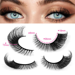 7 Pairs Slanted Fox-Eye False Lashes: Natural-Looking, Thick & Curly, Sturdy & Dramatic