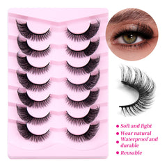 7 Pairs Slanted Fox-Eye False Lashes: Natural-Looking, Thick & Curly, Sturdy & Dramatic