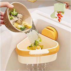 2025 Upgraded Sink Strainer Basket: Auto-Dump & Suction Cup | Kitchen Drainer & Corner Catcher