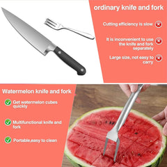2-in-1 Stainless Steel Watermelon Cutter, Dual Head Slicer & Fork (2Pcs)