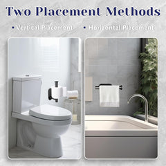 Drill-Free Black Stainless Steel Toilet Paper Holder, Waterproof Self-Adhesive Wall Mount for Bathroom/Kitchen