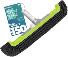18" Pool Brush Head Cleans Walls & Floors, Curved Ends, Scrub Brush for All Pool Types, Fits Most Poles - Green/Black