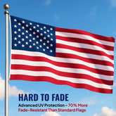 3x5 ft USA Flag: Embroidered Stars & Sewn Stripes - Heavy-Duty UV Polyester (Stronger Than Nylon), 70% Fade Resistant