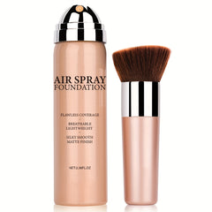 High-Coverage Matte Makeup Set: Cushion Foundation, Smooth Cream & Spray for Mature Skin in Light Beige Natural Nude