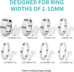 8 Pack 8 Sizes Ring Sizer Adjuster for Loose Rings Invisible Ring Guards for Women and Men with Polishing Cloth