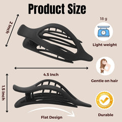 8-Pack Women's French Flat Hair Clips—Large Matte No-Slip Claw Barrettes (Thick/Thin Hair, Strong Hold)