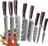 8-Pc Chef Knife Set: High-Carbon Steel Blades & Ergonomic Pakkawood Handle