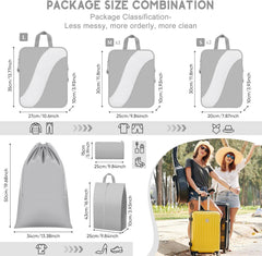 8-Piece Compression Packing Cubes—Carry-On Friendly (Luggage Essentials, Shoe/Laundry Bags)