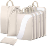 8-Piece Compression Packing Cubes—Carry-On Friendly (Luggage Essentials, Shoe/Laundry Bags)