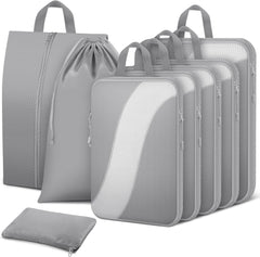 8-Piece Compression Packing Cubes—Carry-On Friendly (Luggage Essentials, Shoe/Laundry Bags)