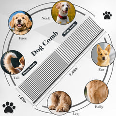 2PCS Dog Grooming Brush Set: Slicker Brush & Comb for Poodles, Doodles with Long Pins to Remove Tangles, Knots, Mats