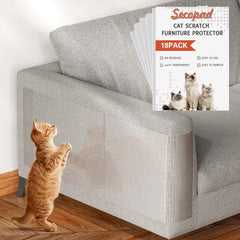 18 Pcs Clear Cat Scratch Protector for Furniture, Self-Adhesive Couch Guard