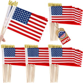 50 Pcs 4x6 Inch American Flags on Sticks, Tear Resistant for 4th July & Memorial Day Parades