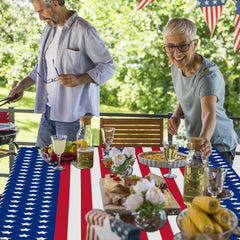 3 Pack Patriotic Tablecloths, 54x108 Inch, Red White Blue Plastic, 4th of July Decor