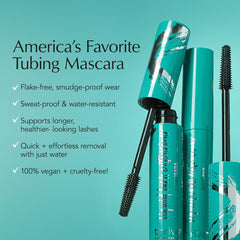 Liquid Lash Extensions Mascara, Tubing Thrive Mascara Lengthening, Volumizing & Curling, Smudge Proof, Washable, No Clumping or Flaking, Vegan & Cruelty Free, Crystal (Brown Black)