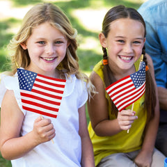 50 Pcs 4x6 Inch American Flags on Sticks, Tear Resistant for 4th July & Memorial Day Parades