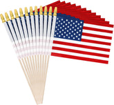 12 Pcs 6x4 Inch Mini American Flags on Stick - Hand Held 4th of July Decorations
