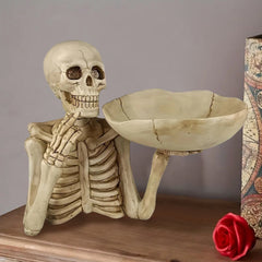 Resin Skull Plate Decor - Complex Design, Indoor/Outdoor, Festive Prop & Gift, No Electricity Needed, Halloween Decoration