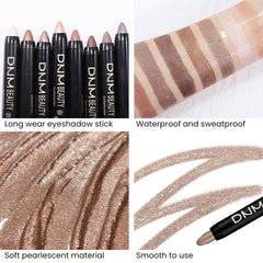 8Pcs Cream Eye Shadow Brightener Sticks Set for Eyes Smoky Amethyst Shimmer Eye Shadow Waterproof