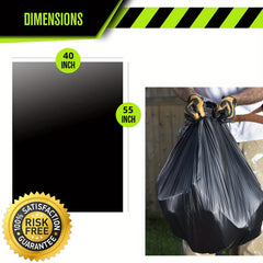 65+ Gallon Heavy Duty Tear-Resistant Trash Bags - 25/50/100/150 Bags Black for Yard Waste, Disposal, Camping
