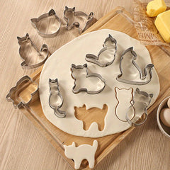 9 pieces of 3D cat biscuit molds, stainless steel biscuit molds, dessert molds, cake and chocolate molds