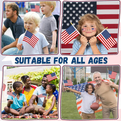 12 Pcs 6x4 Inch Mini American Flags on Stick - Hand Held 4th of July Decorations