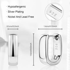 925 Sterling Silver Earrings Chunky for Women Trendy Small Hoop Earrings Silver Hypoallergenic Earrings