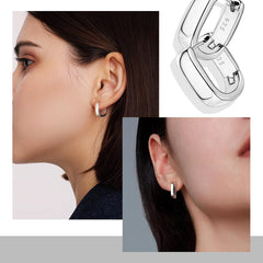 925 Sterling Silver Earrings Chunky for Women Trendy Small Hoop Earrings Silver Hypoallergenic Earrings