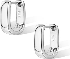 925 Sterling Silver Earrings Chunky for Women Trendy Small Hoop Earrings Silver Hypoallergenic Earrings