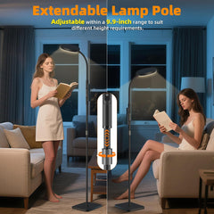 Adjustable Height 120 LED Floor Lamp - Remote & Touch Dimmable Gooseneck Stand for Multi-Room Use