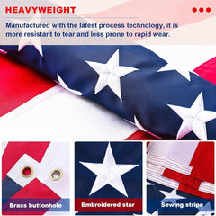 American Flag 3x5 ft – Heavy Duty Nylon with Embroidered Stars, Sewn Stripes & Brass Grommets