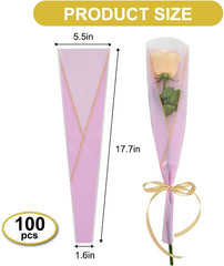3PCS Bouquet Set with Plastic Transparent Packaging, Silk Ribbon, Simulated Bouquet Mother's Day Valentine's Day
