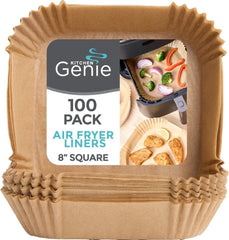 BPA-Free Air Fryer Liners 100PC, 8” Non-Stick Sheets for 5-8QT, Microwave & Toaster Oven, Bleach-Free