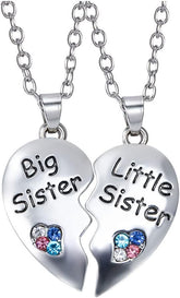 Sisters Gifts: Matching Heart Necklaces for Big & Little Sisters - Best Friends Necklace for 2 Women