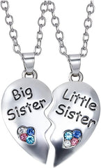 Sisters Gifts: Matching Heart Necklaces for Big & Little Sisters - Best Friends Necklace for 2 Women