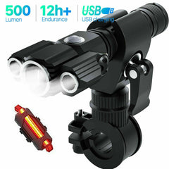 USB Rechargeable LED Bicycle Headlight Bicycle Front Light Set Bicycle USA -