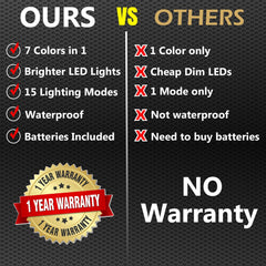 Bicycle wheel lights with 7 colors and 1 LED string suitable for any spoke wheel rim tire