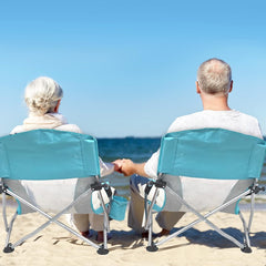 Camp Folding Beach Chair for Adults 2 Pack Chairs with Cup Holder Pocket Headrest Carry Bag