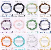 12 PCS Crystals Chip Bracelets Set for Women Natural Gemstone Bracelets Colorful